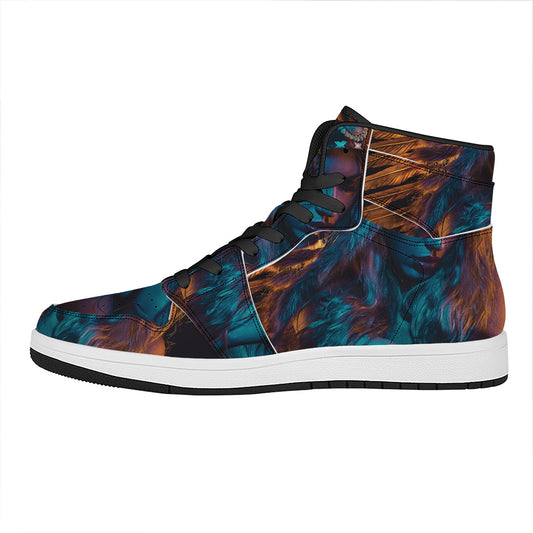 Native Indian Girl Portrait Print High Top Leather Sneakers