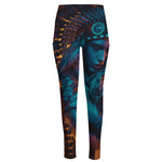 Native Indian Girl Portrait Print High-Waisted Pocket Leggings