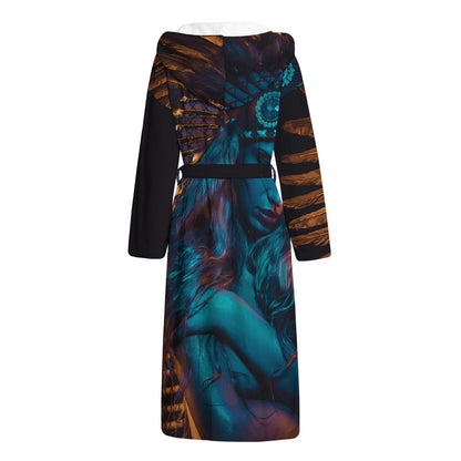 Native Indian Girl Portrait Print Hooded Bathrobe