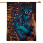 Native Indian Girl Portrait Print House Flag