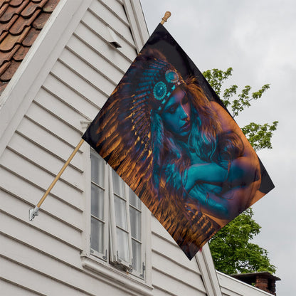 Native Indian Girl Portrait Print House Flag