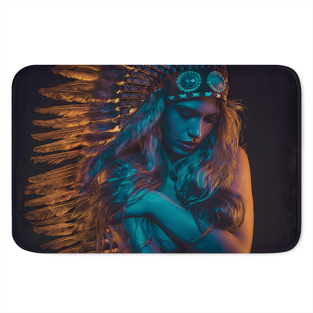 Native Indian Girl Portrait Print Indoor Door Mat