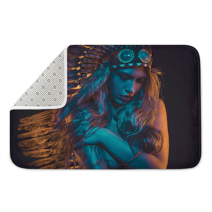 Native Indian Girl Portrait Print Indoor Door Mat