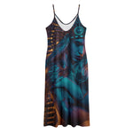 Native Indian Girl Portrait Print Jersey Midi Cami Dress