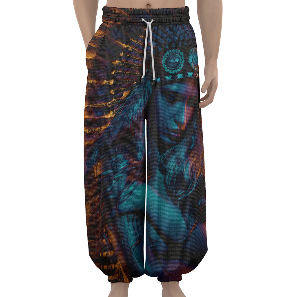 Native Indian Girl Portrait Print Lantern Pants