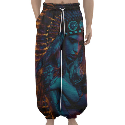 Native Indian Girl Portrait Print Lantern Pants