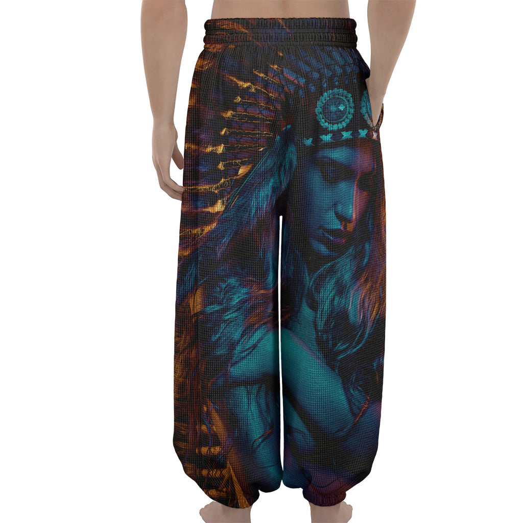 Native Indian Girl Portrait Print Lantern Pants