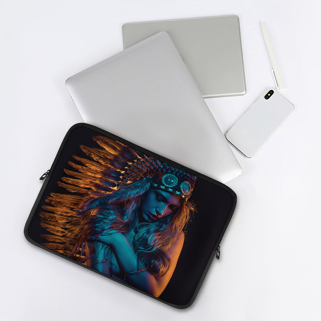 Native Indian Girl Portrait Print Laptop Sleeve