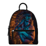 Native Indian Girl Portrait Print Leather Backpack