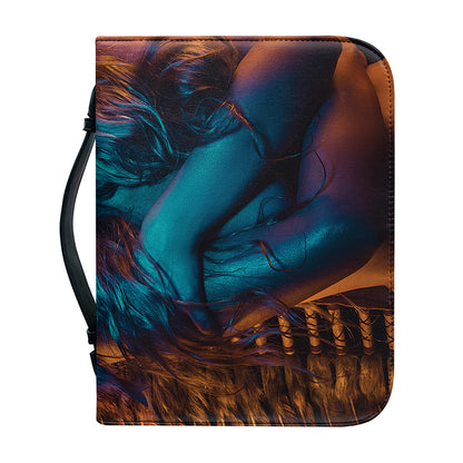 Native Indian Girl Portrait Print Leather Bible Cover