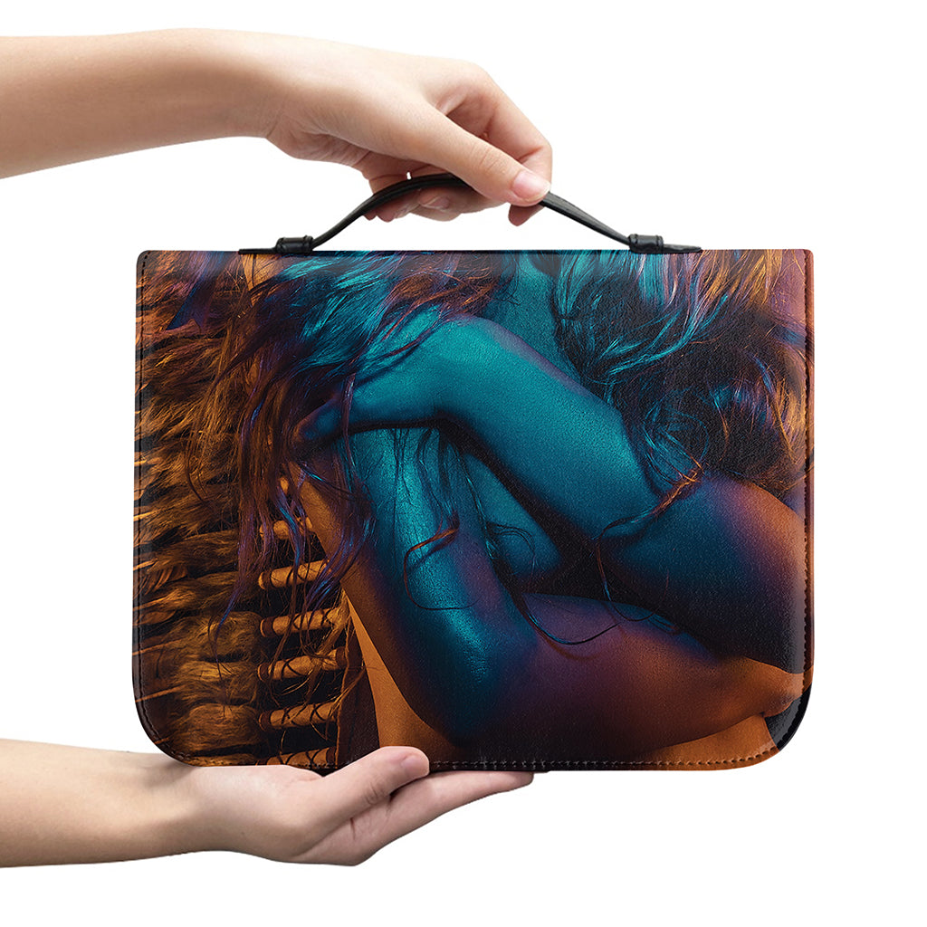 Native Indian Girl Portrait Print Leather Bible Cover