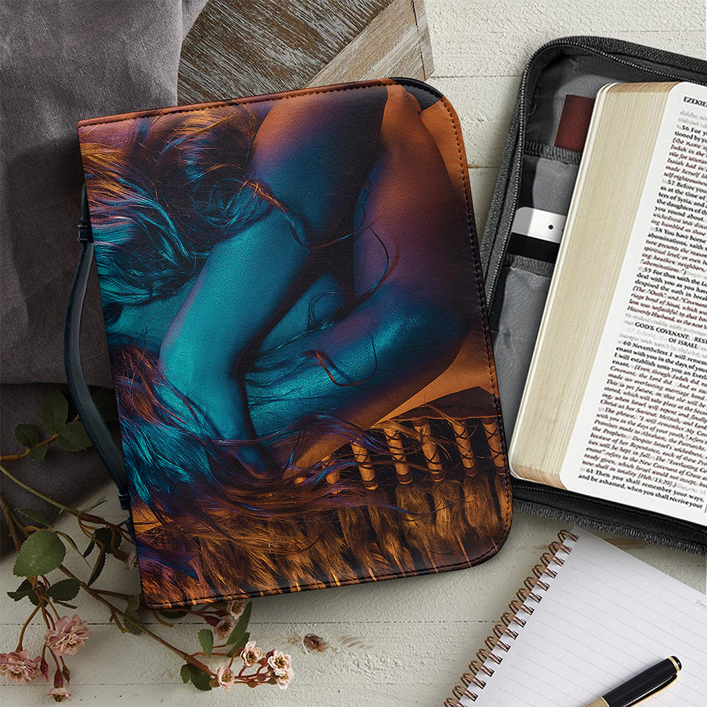 Native Indian Girl Portrait Print Leather Bible Cover