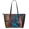 Native Indian Girl Portrait Print Leather Tote Bag