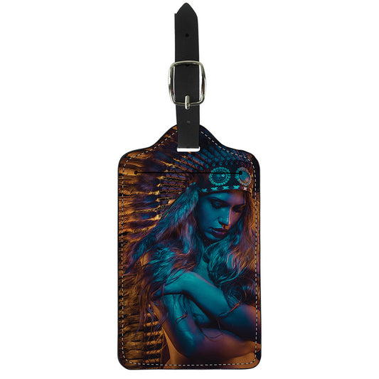 Native Indian Girl Portrait Print Luggage Tag