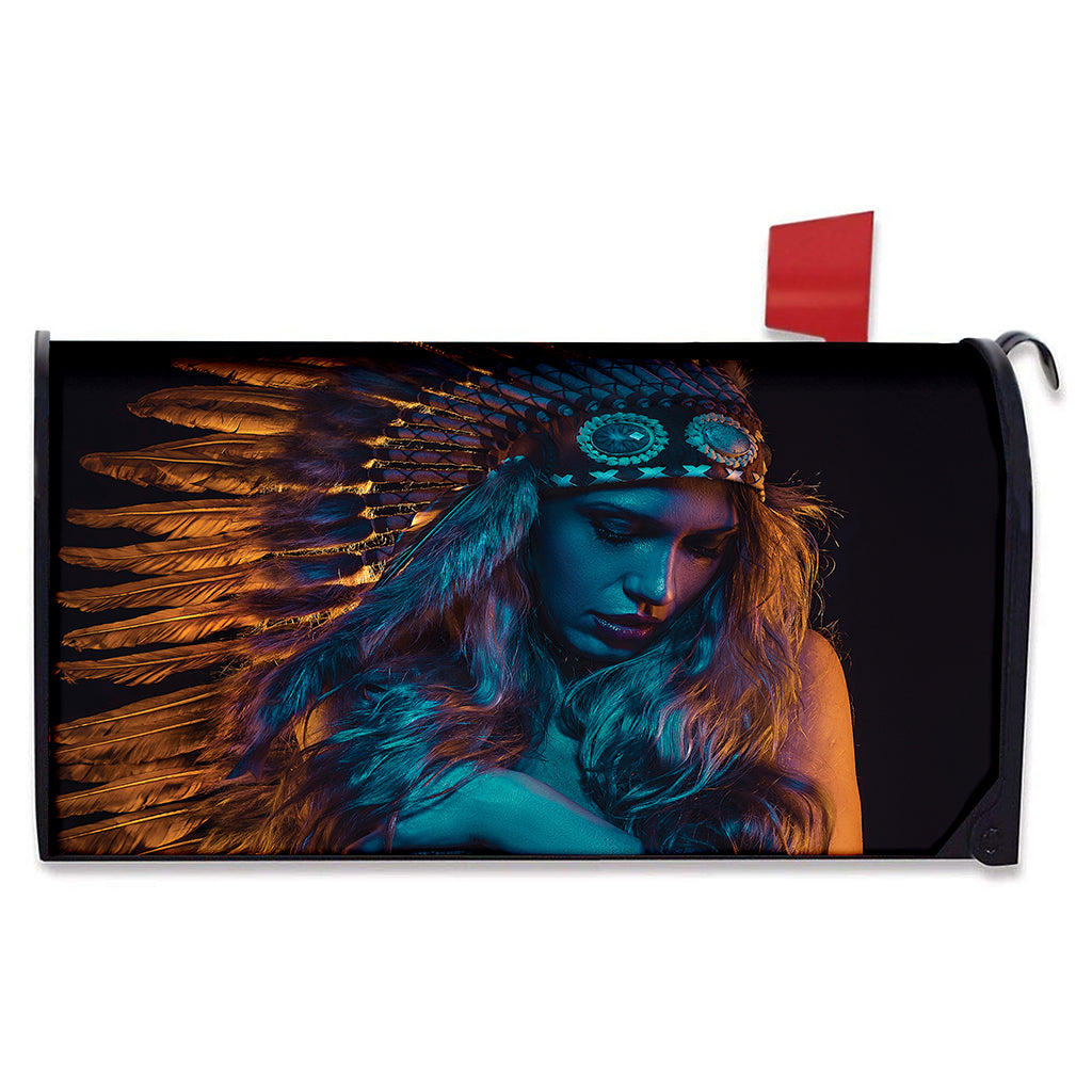 Native Indian Girl Portrait Print Mailbox Cover