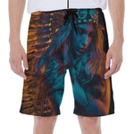 Native Indian Girl Portrait Print Men's Beach Shorts
