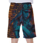 Native Indian Girl Portrait Print Men's Beach Shorts