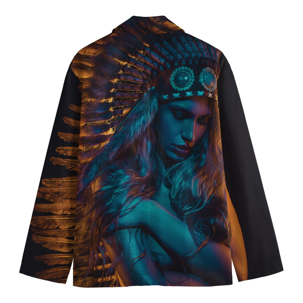 Native Indian Girl Portrait Print Men's Blazer