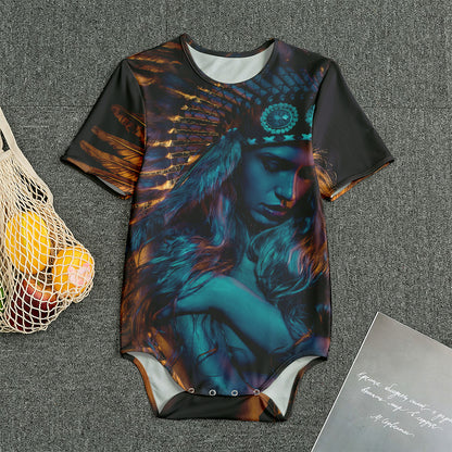 Native Indian Girl Portrait Print Men's Bodysuit