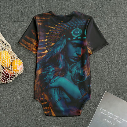 Native Indian Girl Portrait Print Men's Bodysuit