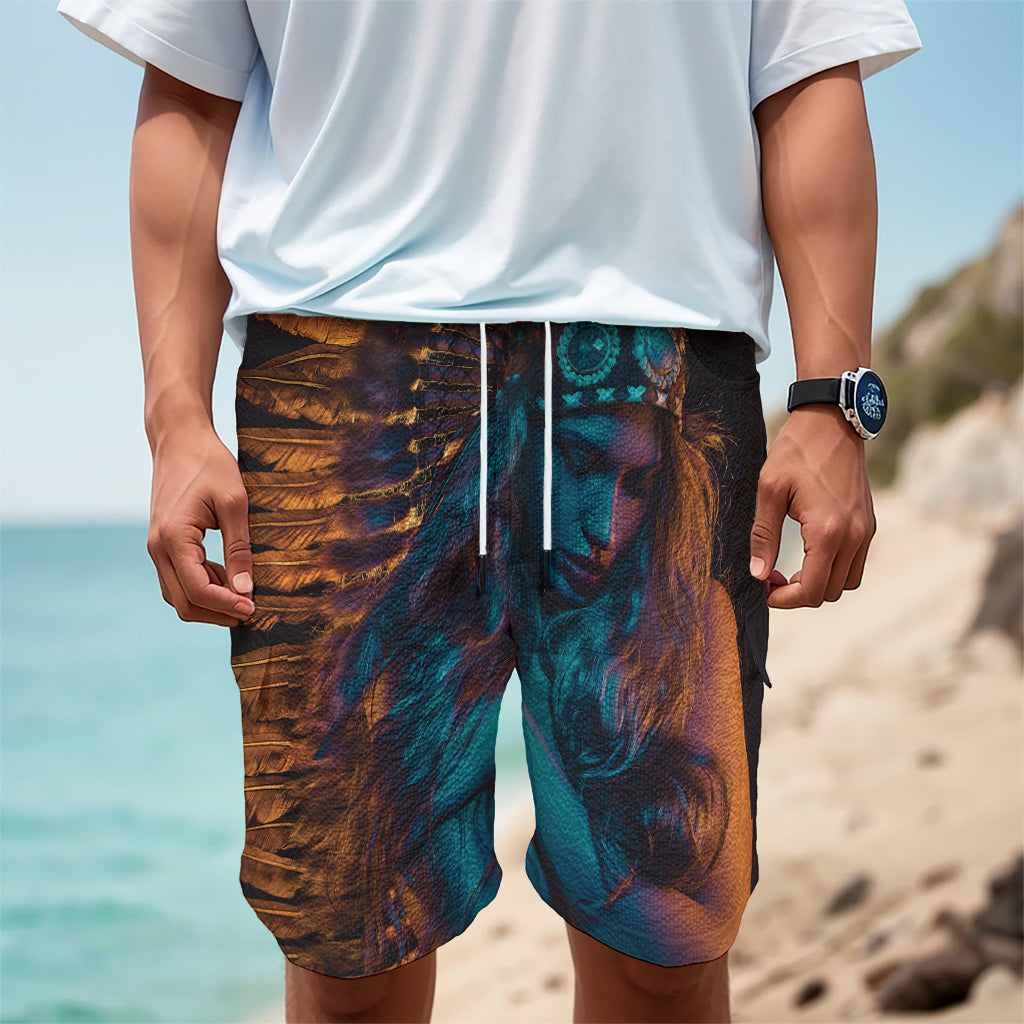 Native Indian Girl Portrait Print Men's Cargo Shorts
