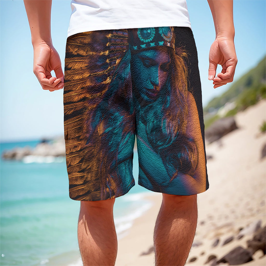 Native Indian Girl Portrait Print Men's Cargo Shorts