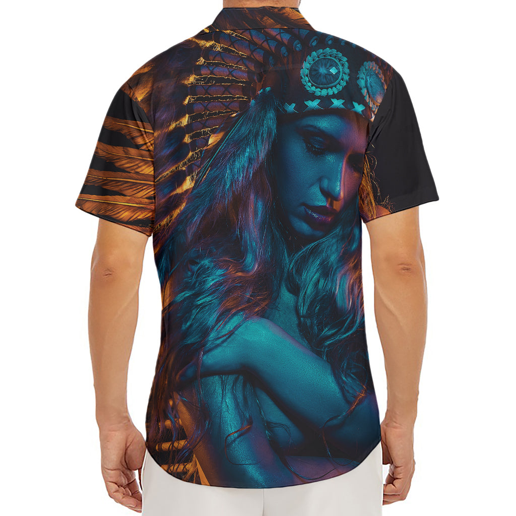 Native Indian Girl Portrait Print Men's Deep V-Neck Shirt