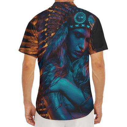 Native Indian Girl Portrait Print Men's Deep V-Neck Shirt