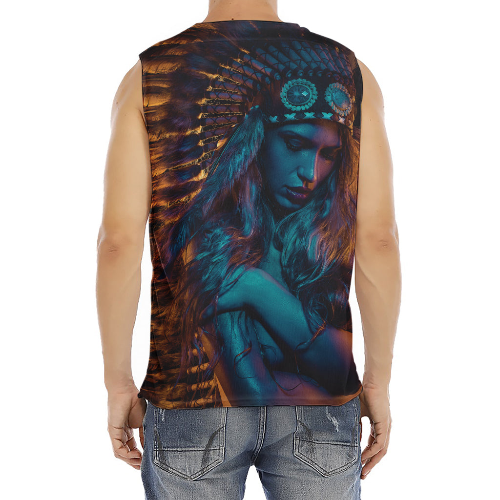 Native Indian Girl Portrait Print Men's Fitness Tank Top