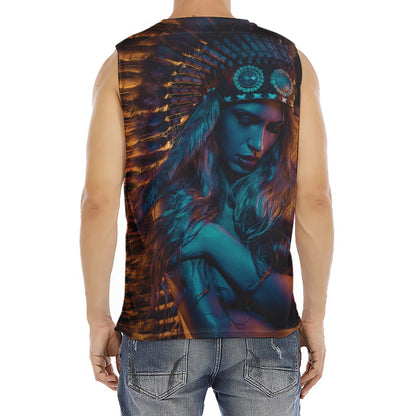 Native Indian Girl Portrait Print Men's Fitness Tank Top
