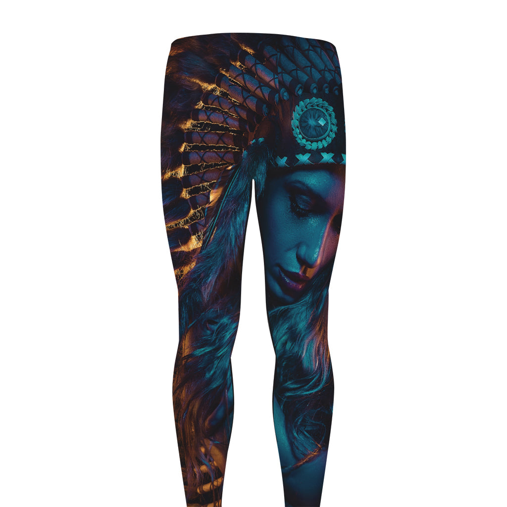 Native Indian Girl Portrait Print Men's leggings