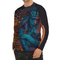 Native Indian Girl Portrait Print Men's Long Sleeve Rash Guard