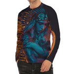 Native Indian Girl Portrait Print Men's Long Sleeve Rash Guard