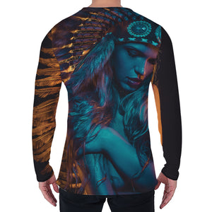 Native Indian Girl Portrait Print Men's Long Sleeve T-Shirt