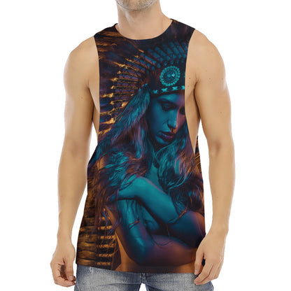 Native Indian Girl Portrait Print Men's Muscle Tank Top