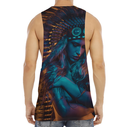 Native Indian Girl Portrait Print Men's Muscle Tank Top