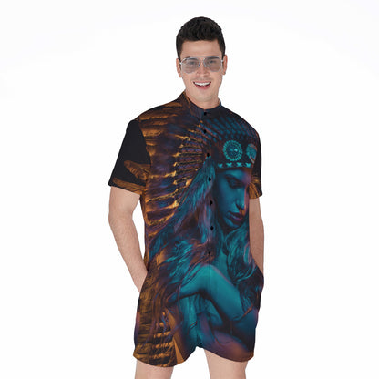 Native Indian Girl Portrait Print Men's Rompers