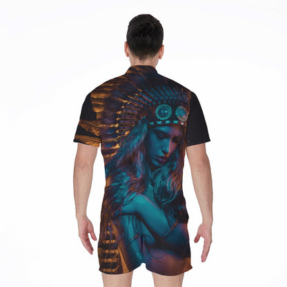 Native Indian Girl Portrait Print Men's Rompers