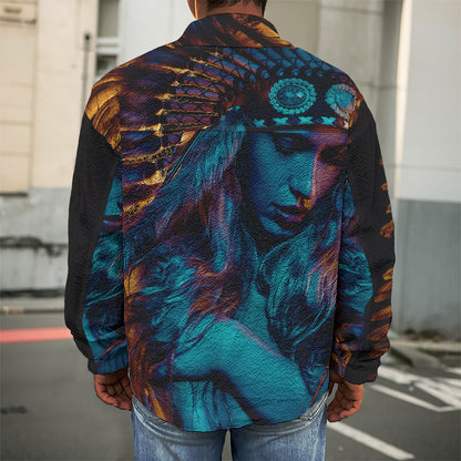 Native Indian Girl Portrait Print Men's Shirt Jacket