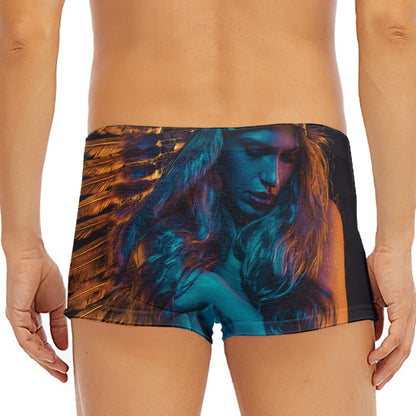 Native Indian Girl Portrait Print Men's Short Boxer Briefs