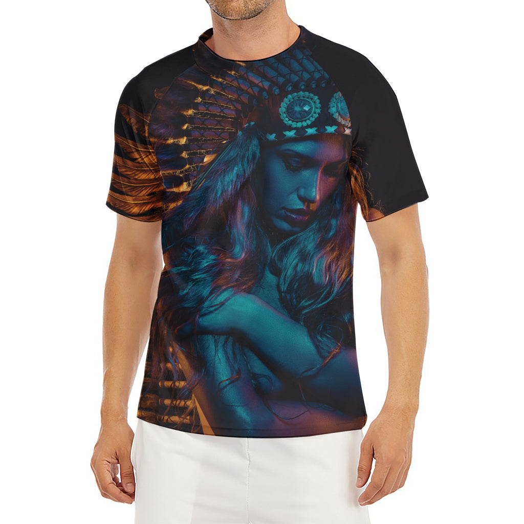 Native Indian Girl Portrait Print Men's Short Sleeve Rash Guard