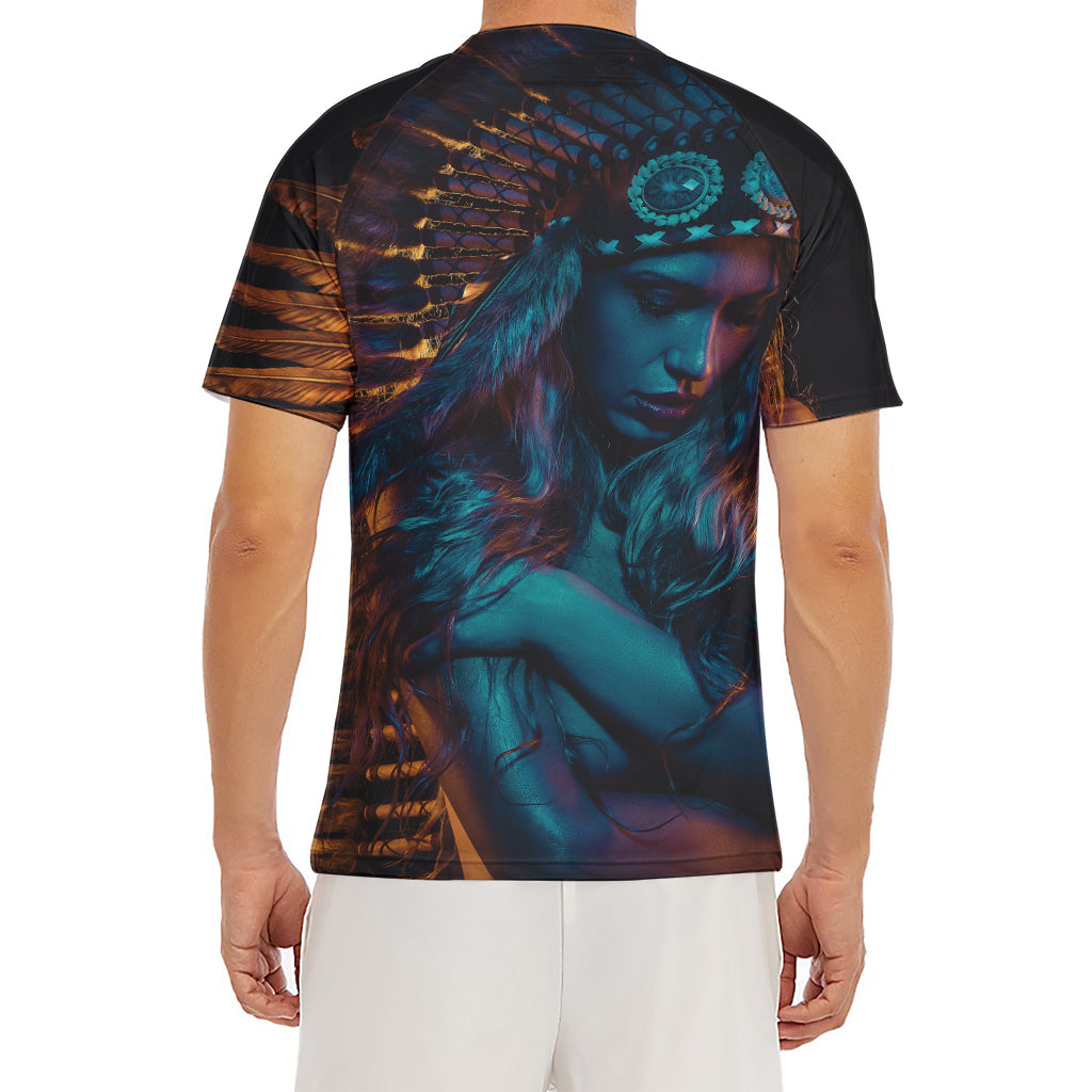 Native Indian Girl Portrait Print Men's Short Sleeve Rash Guard