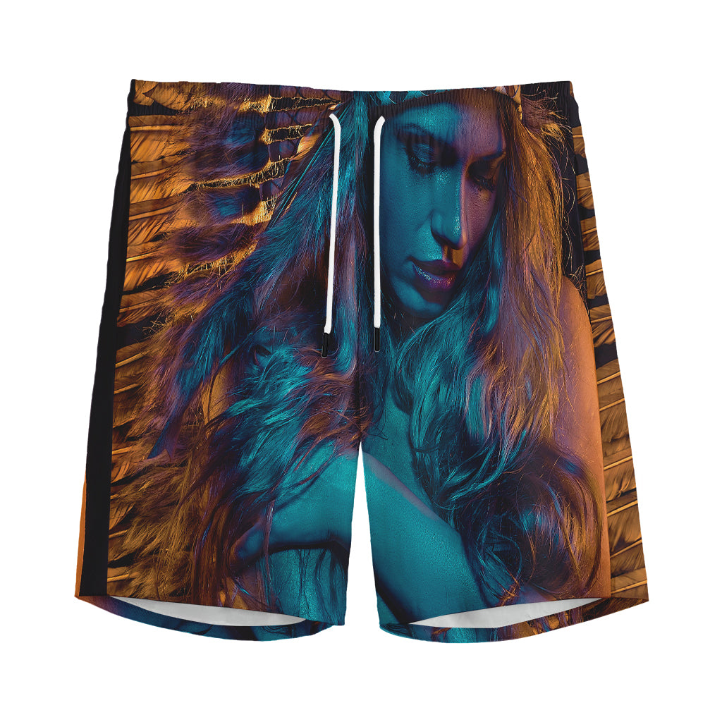 Native Indian Girl Portrait Print Men's Sports Shorts