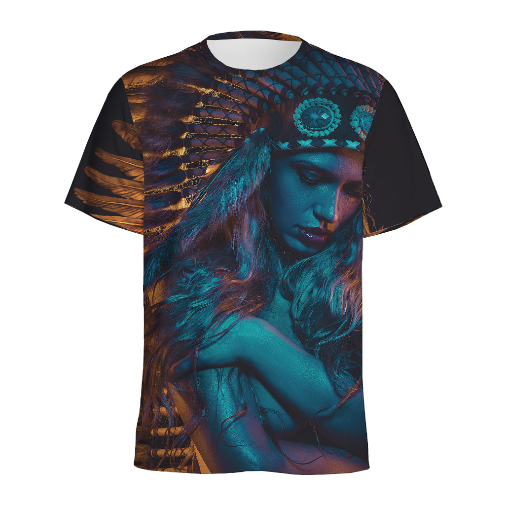 Native Indian Girl Portrait Print Men's Sports T-Shirt