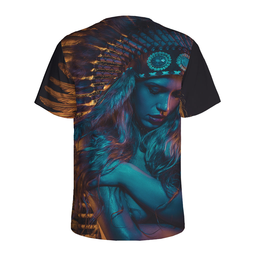 Native Indian Girl Portrait Print Men's Sports T-Shirt