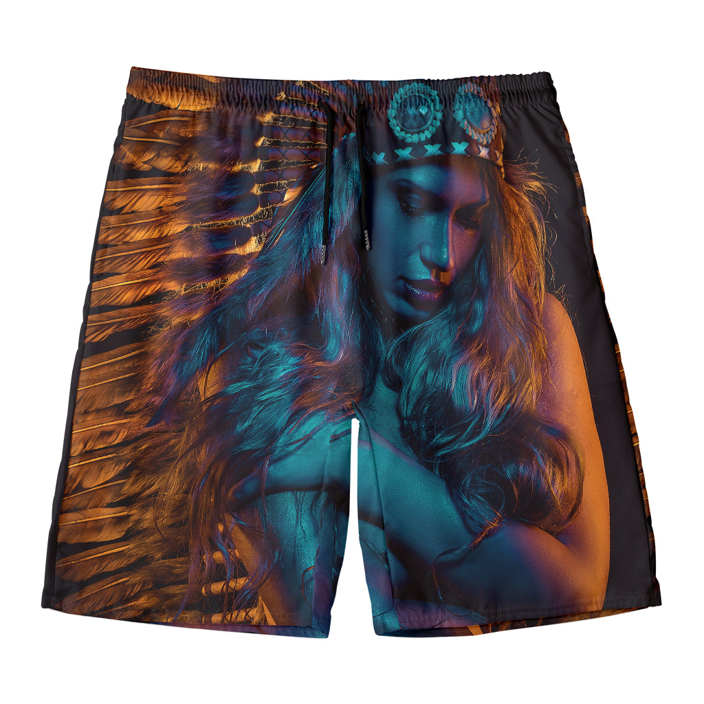 Native Indian Girl Portrait Print Men's Swim Trunks