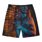 Native Indian Girl Portrait Print Men's Swim Trunks