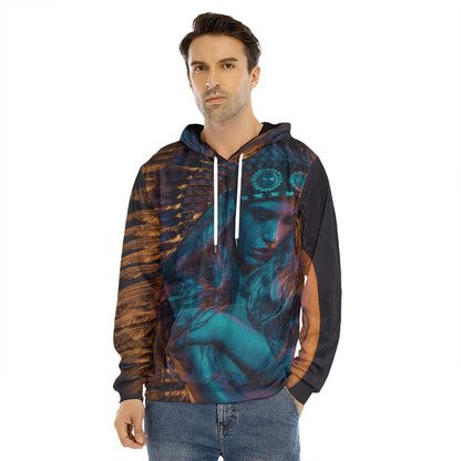 Native Indian Girl Portrait Print Men's Velvet Pullover Hoodie