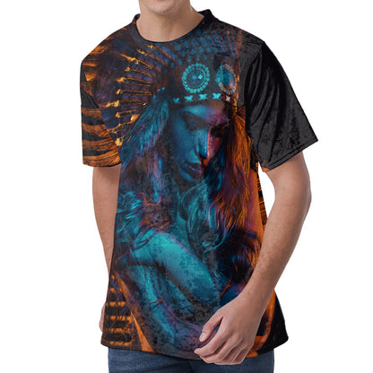 Native Indian Girl Portrait Print Men's Velvet T-Shirt