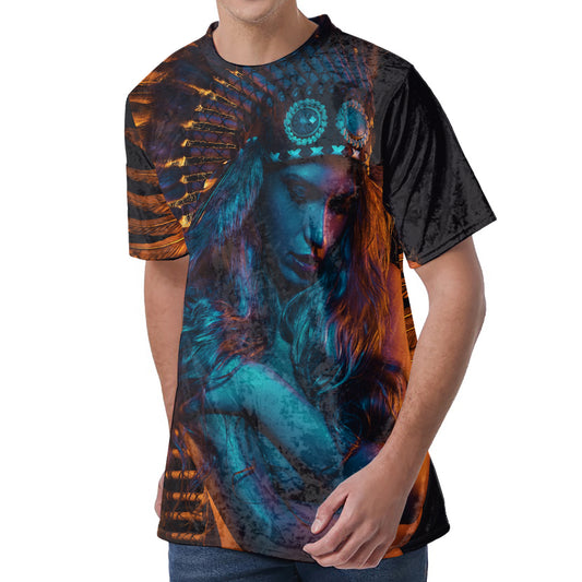 Native Indian Girl Portrait Print Men's Velvet T-Shirt